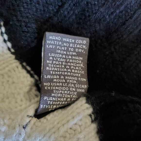 SUZY SHIER | Off The Shoulder Cable knit Long Sleeve Black White Sweater (M) - Picture 10 of 10